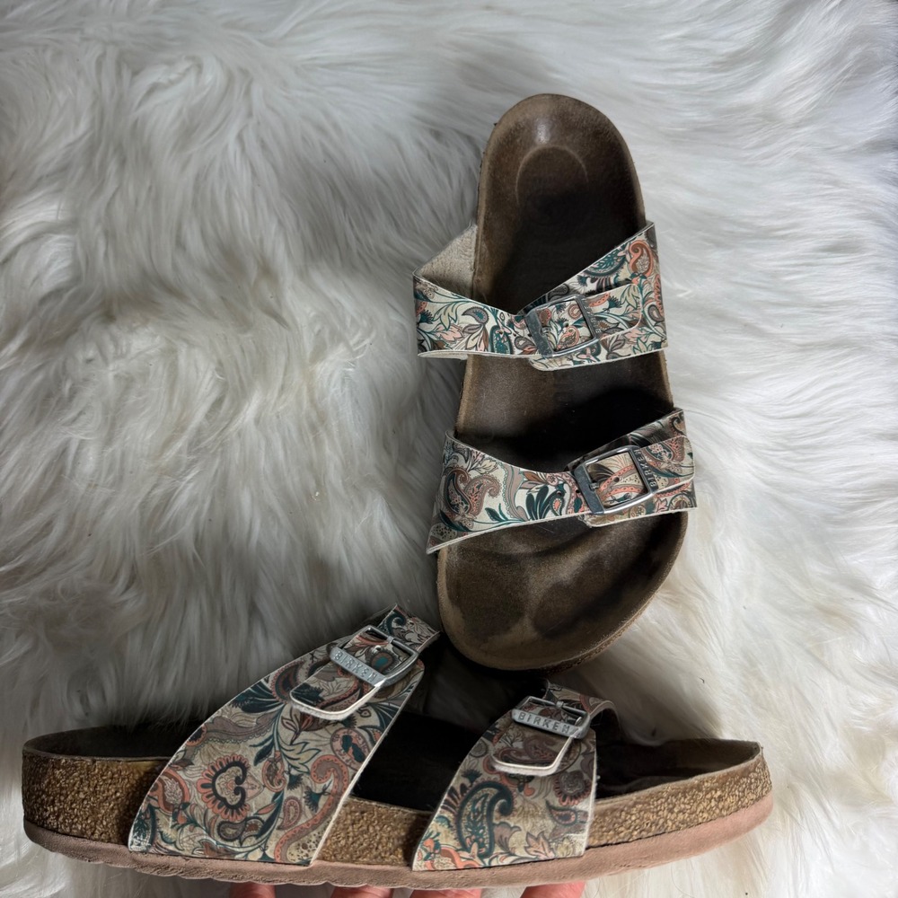 Birkenstock Sydney Floral Paisley Sandals Womens Size 40 L9 M7 Comfort Slides - Picture 2 of 8